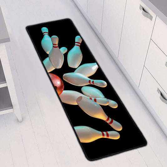 Bowling Strike Print Long Kitchen Mat