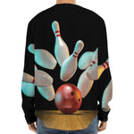 Bowling Strike Print Long Sleeve Baseball Jersey