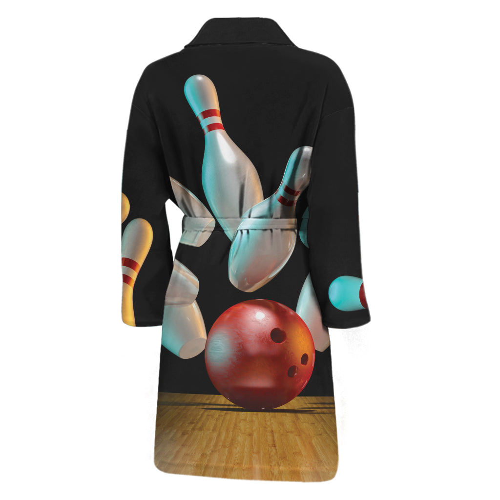 Bowling Strike Print Men's Bathrobe