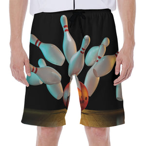 Bowling Strike Print Men's Beach Shorts