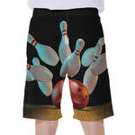 Bowling Strike Print Men's Beach Shorts