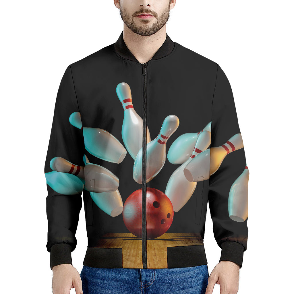 Bowling Strike Print Men's Bomber Jacket