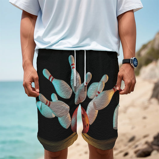 Bowling Strike Print Men's Cargo Shorts