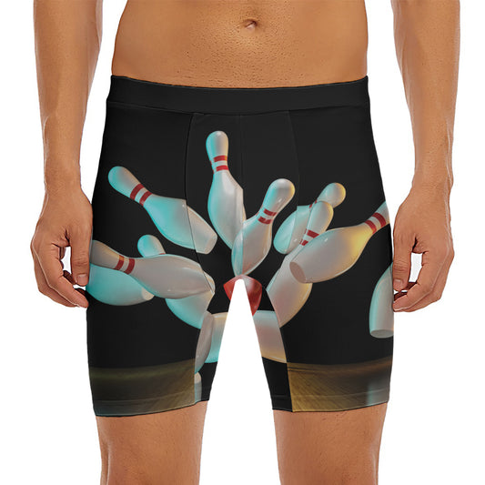Bowling Strike Print Men's Long Boxer Briefs