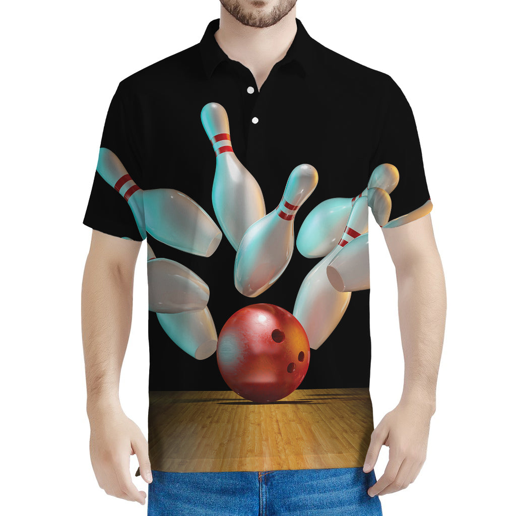 Bowling Strike Print Men's Polo Shirt