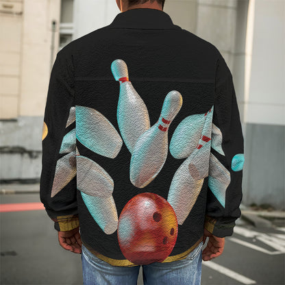 Bowling Strike Print Men's Shirt Jacket