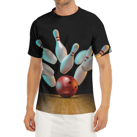 Bowling Strike Print Men's Short Sleeve Rash Guard