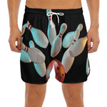 Bowling Strike Print Men's Split Running Shorts