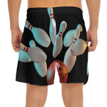 Bowling Strike Print Men's Split Running Shorts