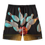 Bowling Strike Print Men's Swim Trunks