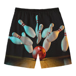 Bowling Strike Print Men's Swim Trunks