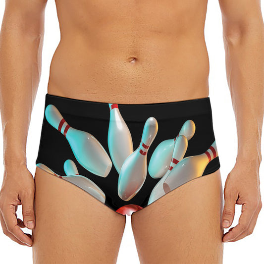 Bowling Strike Print Men's Triangle Swim Briefs