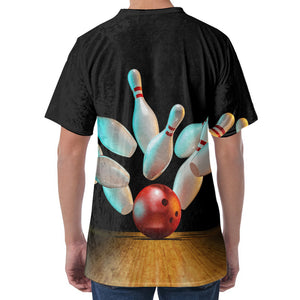 Bowling Strike Print Men's Velvet T-Shirt