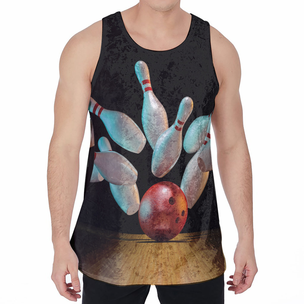Bowling Strike Print Men's Velvet Tank Top