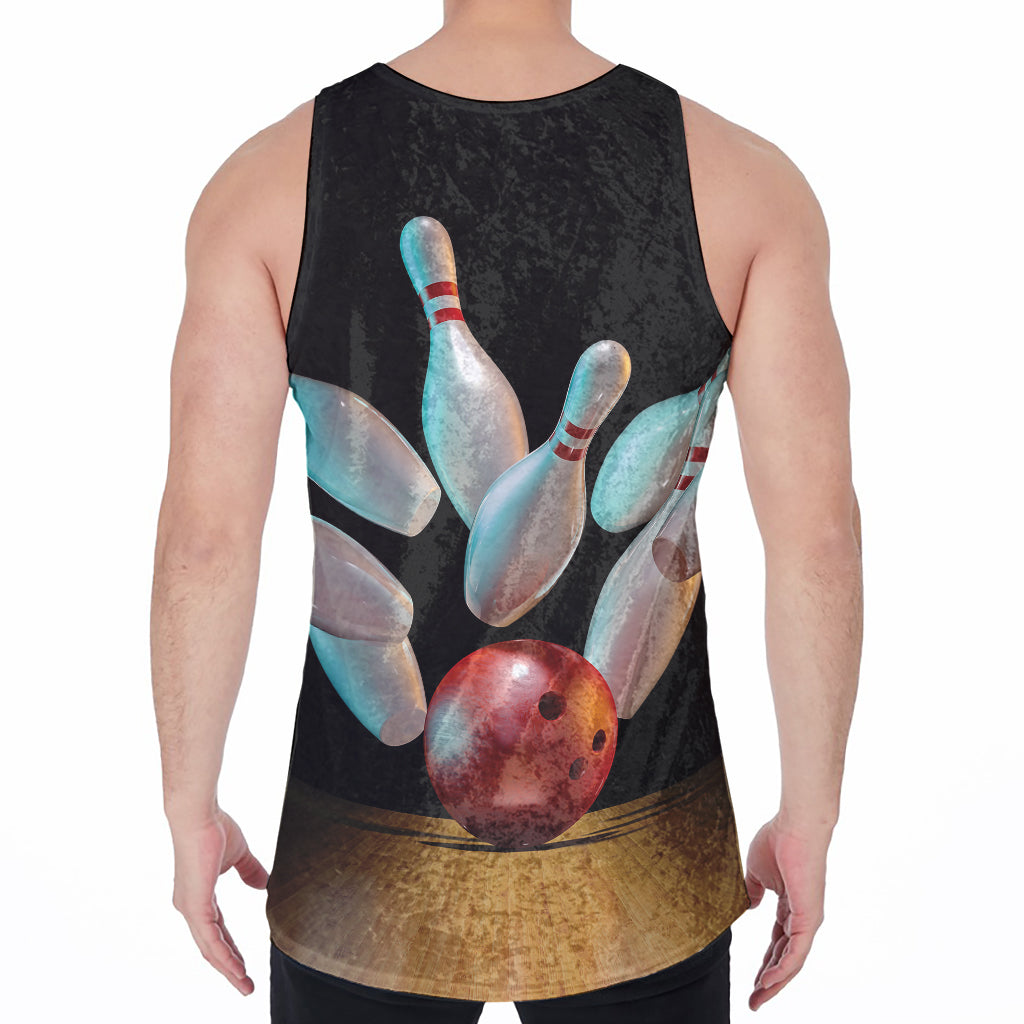 Bowling Strike Print Men's Velvet Tank Top