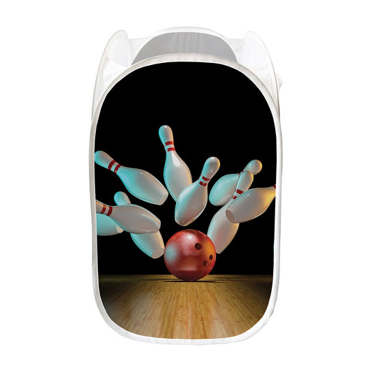 Bowling Strike Print Mesh Laundry Hamper