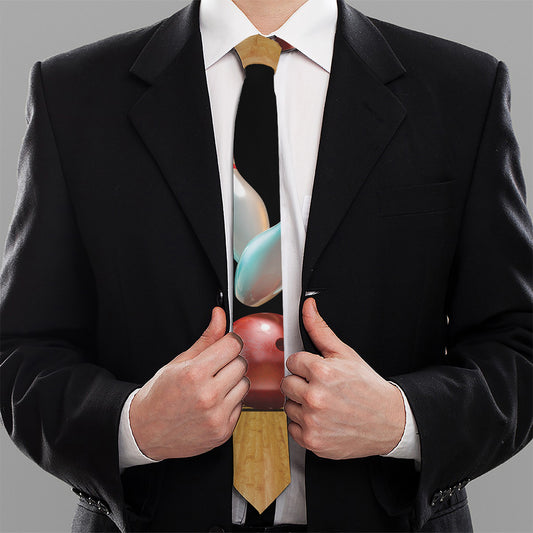 Bowling Strike Print Necktie
