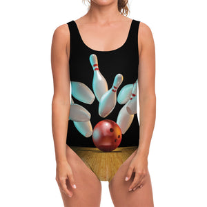 Bowling Strike Print One Piece Swimsuit