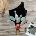 Bowling Strike Print One Shoulder Bodysuit