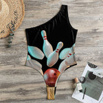 Bowling Strike Print One Shoulder Bodysuit