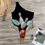 Bowling Strike Print One Shoulder Bodysuit