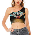 Bowling Strike Print One Shoulder Crop Top