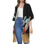 Bowling Strike Print Open Front Beach Cover Up