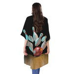 Bowling Strike Print Open Front Beach Cover Up