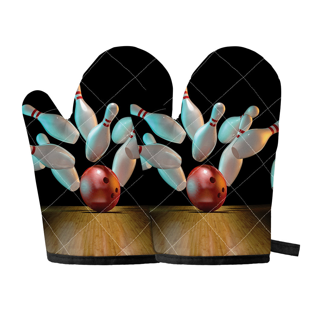Bowling Strike Print Oven Mitts