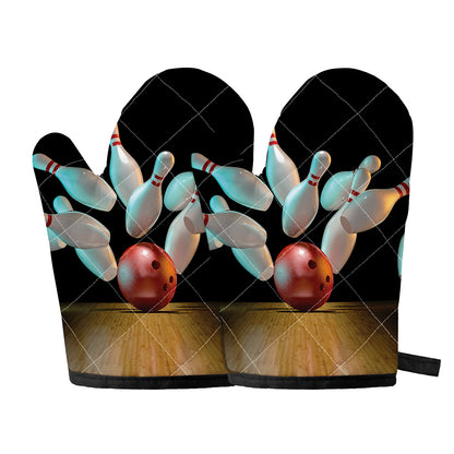Bowling Strike Print Oven Mitts