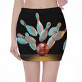 Bowling Strike Print Pencil Mini Skirt