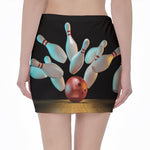 Bowling Strike Print Pencil Mini Skirt
