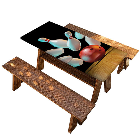 Bowling Strike Print Picnic Table Cover