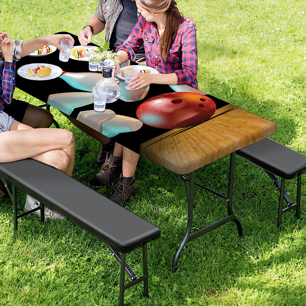Bowling Strike Print Picnic Table Cover