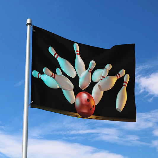 Bowling Strike Print Polyester Flag