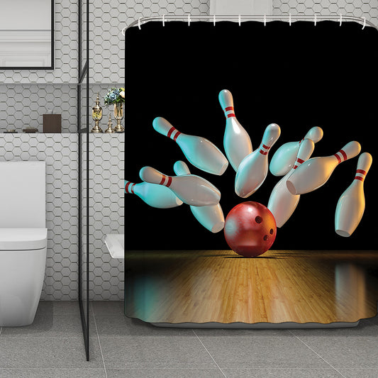 Bowling Strike Print Polyester Shower Curtain