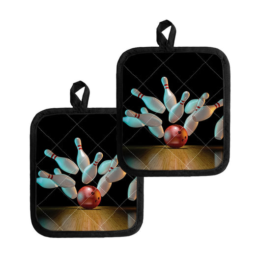 Bowling Strike Print Pot Holders