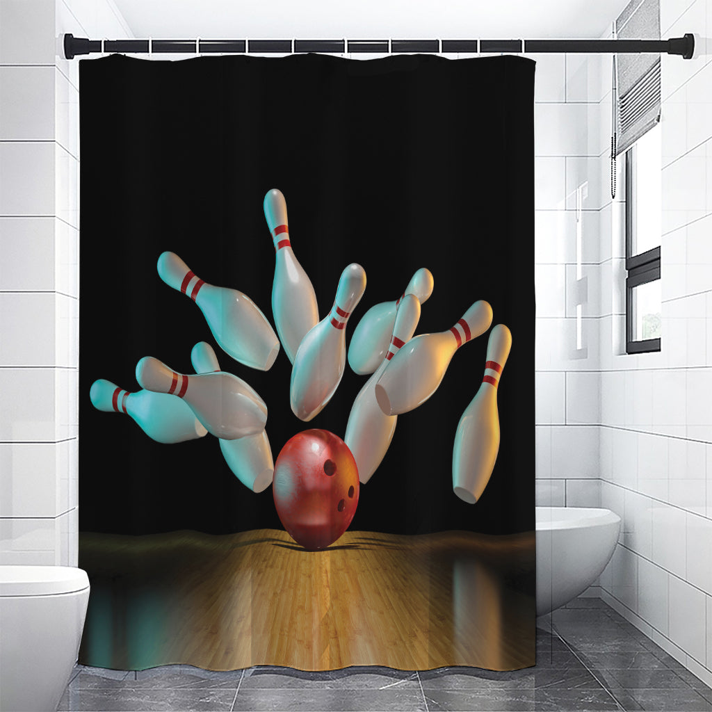 Bowling Strike Print Premium Shower Curtain