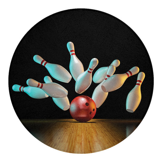 Bowling Strike Print Round Blanket