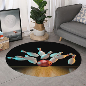 Bowling Strike Print Round Rug