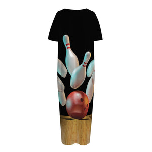 Bowling Strike Print Short Sleeve Long Nightdress