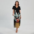 Bowling Strike Print Short Sleeve Maxi Dress