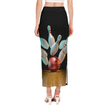 Bowling Strike Print Side Slit Maxi Skirt