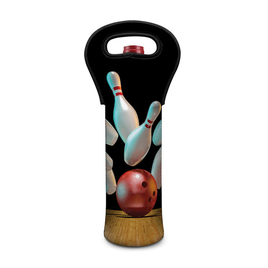 Bowling Strike Print Single Neoprene Wine Tote