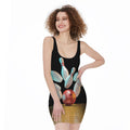 Bowling Strike Print Sleeveless Bodycon Dress