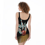 Bowling Strike Print Sleeveless Bodycon Dress