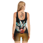 Bowling Strike Print Sleeveless One Piece Swimsuit