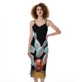 Bowling Strike Print Slim Fit Midi Cami Dress