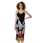 Bowling Strike Print Slim Fit Midi Cami Dress