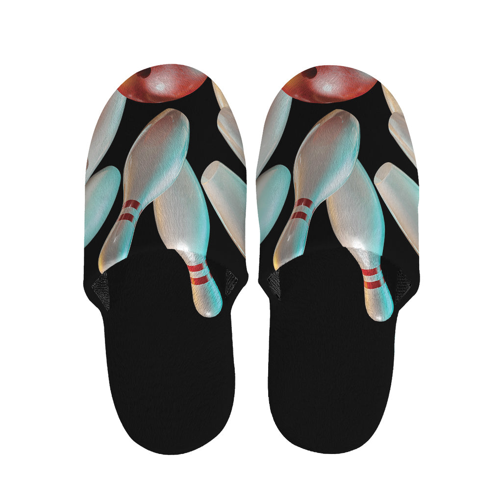 Bowling Strike Print Slippers